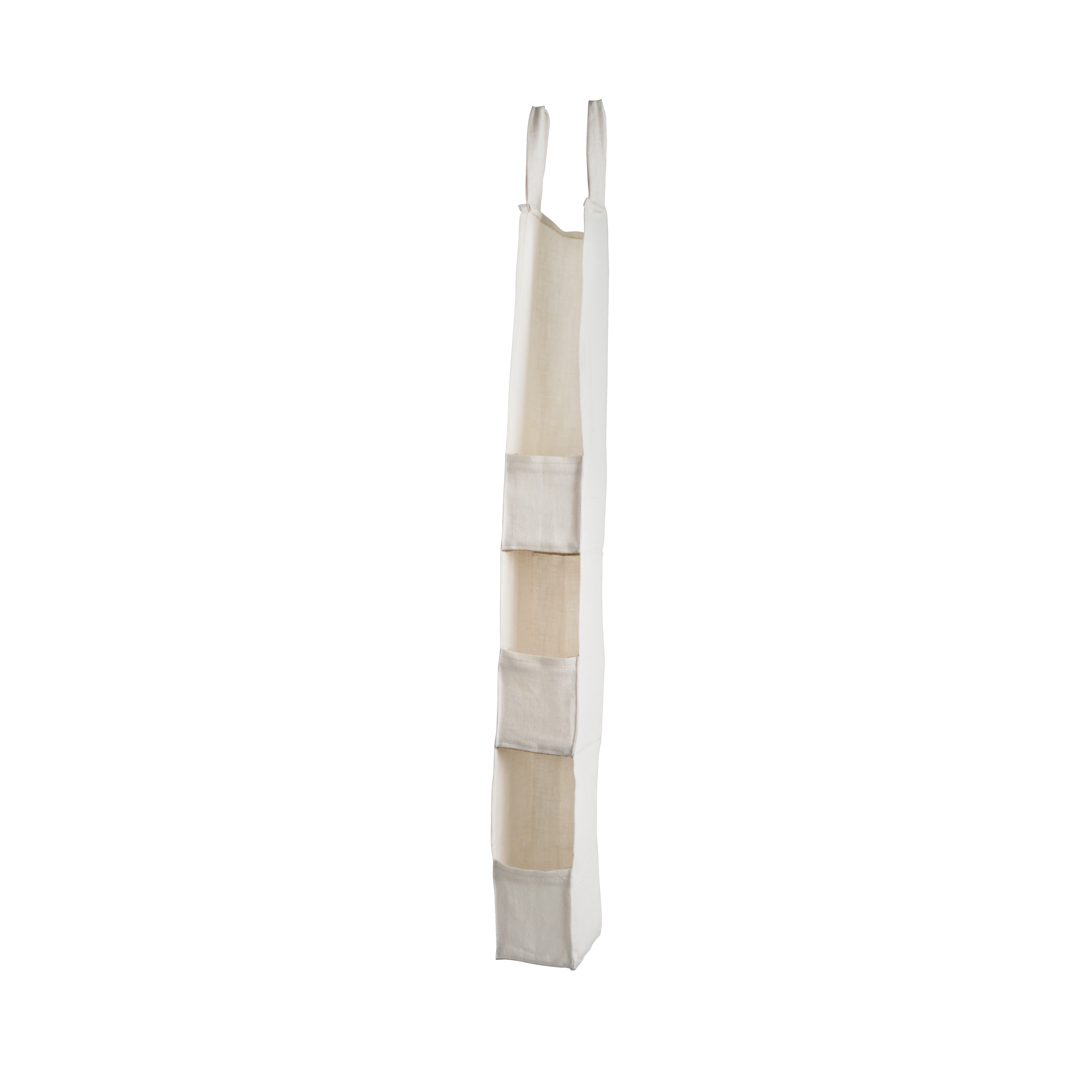 Tall white shelf with multiple shelves on a white background